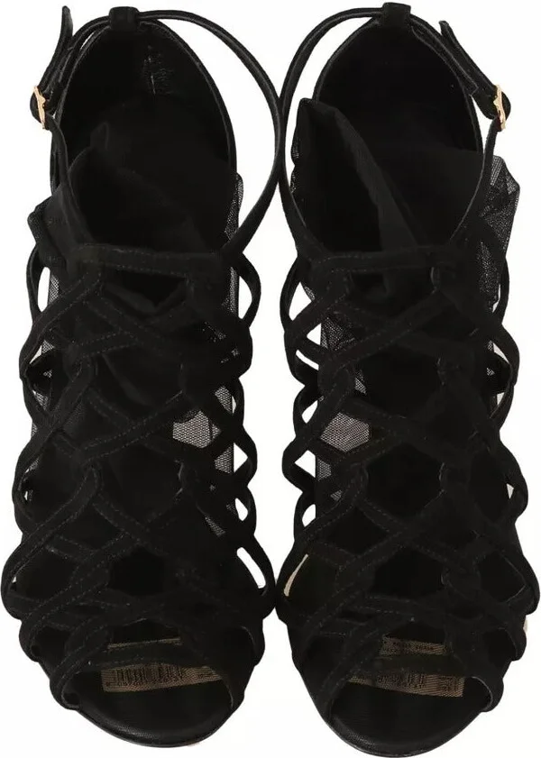 Black Suede Stilettos Booties Socks Women's Shoes (Pre-Owned) - Image 4