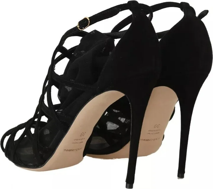 Black Suede Stilettos Booties Socks Women's Shoes (Pre-Owned) - Image 5