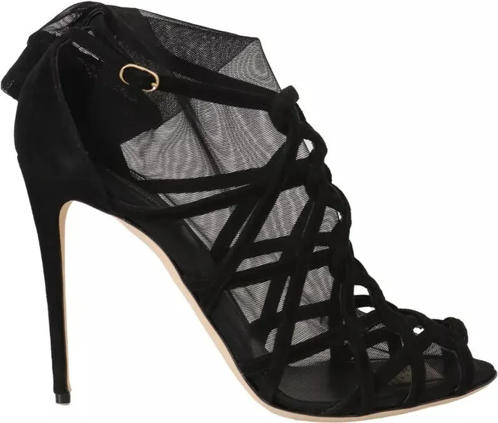 Black Suede Stilettos Booties Socks Women's Shoes (Pre-Owned)
