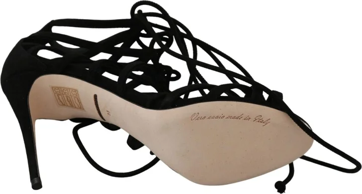 Black Suede Strap Stilettos Shoes Women's Sandals - Image 2
