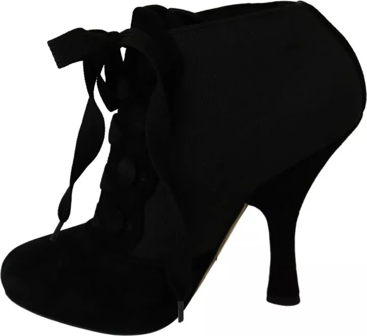 Black Suede Stretch Ankle Boots Booties Women's Shoes (Pre-Owned) - Image 3