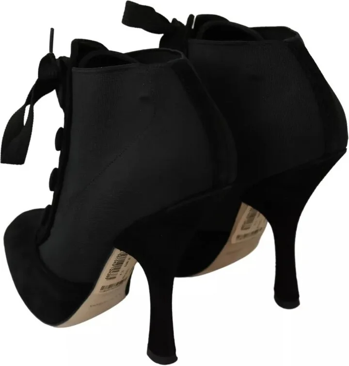 Black Suede Stretch Ankle Boots Booties Women's Shoes (Pre-Owned) - Image 5
