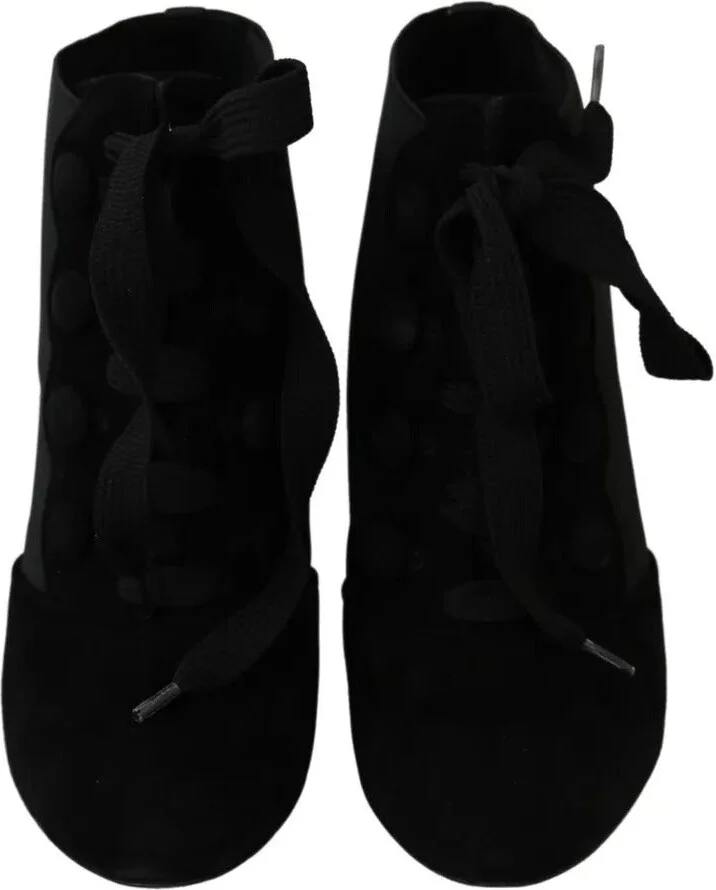 Black Suede Stretch Ankle Boots Booties Women's Shoes (Pre-Owned) - Image 6