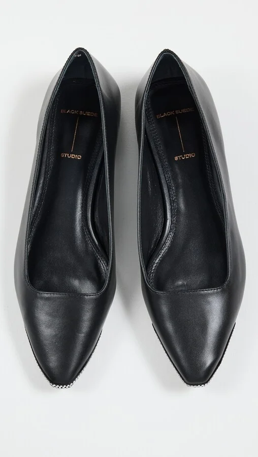 Black Suede Studio Aria Flats - Image 3