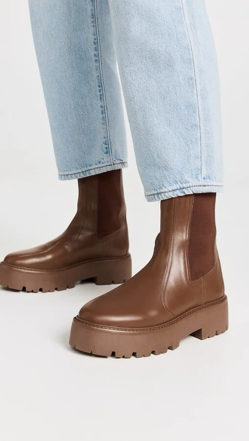 Black Suede Studio Austin Chelsea Lug Sole Boots - Image 5