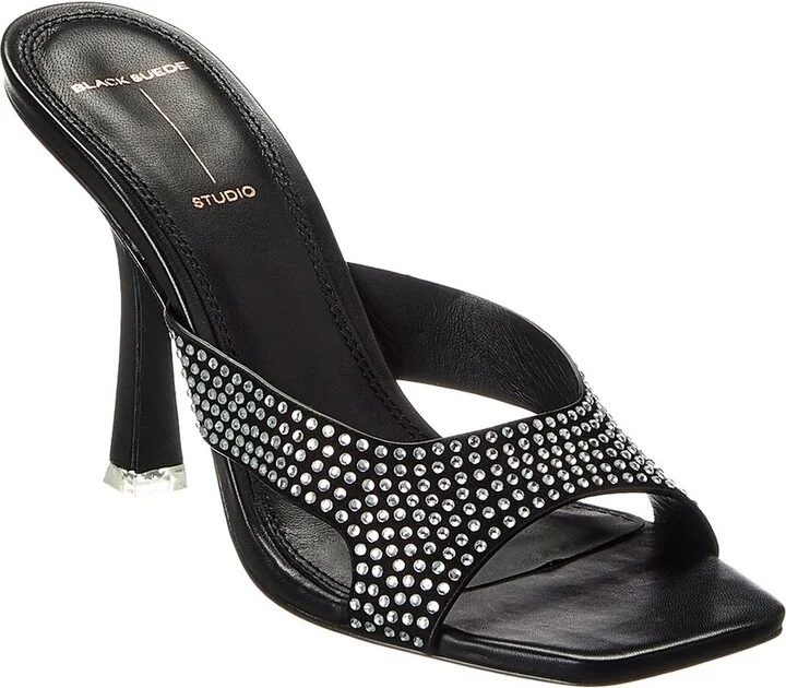 Black Suede Studio Charlie Leather Sandal