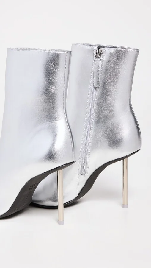 Black Suede Studio Nicola Pointy Toe Ankle Boots with Metal - Image 3
