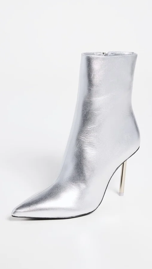 Black Suede Studio Nicola Pointy Toe Ankle Boots with Metal - Image 5