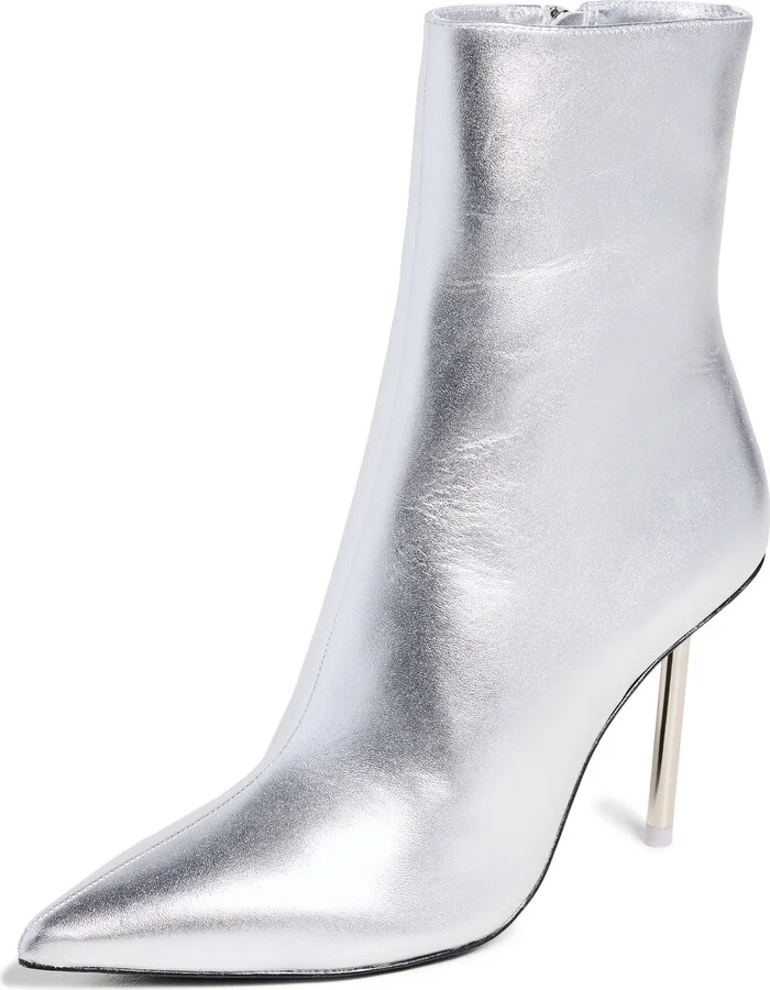 Black Suede Studio Nicola Pointy Toe Ankle Boots with Metal