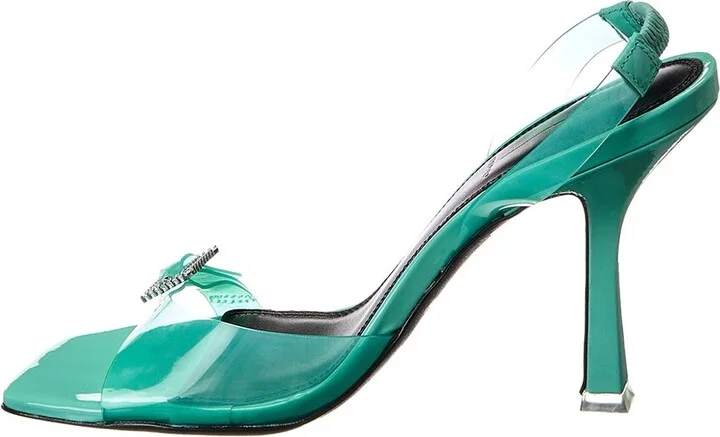 Black Suede Studio Porsha Vinyl & Patent Slingback Sandal - Image 2