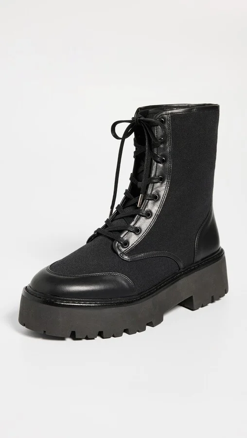 Black Suede Studio Sierra Lace Up Lug Sole Ankle Boots - Image 2