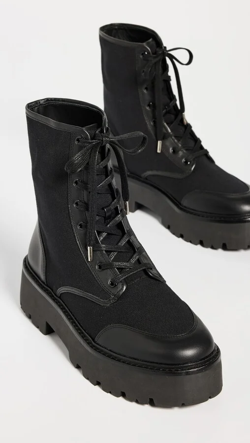 Black Suede Studio Sierra Lace Up Lug Sole Ankle Boots - Image 3
