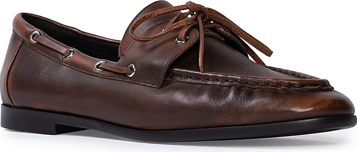 Black Suede Studio Women's Boat Shoe Loafer Flats