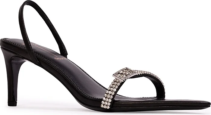 Black Suede Studio Women's Bowie Crystal Embellished Slingback Sandals