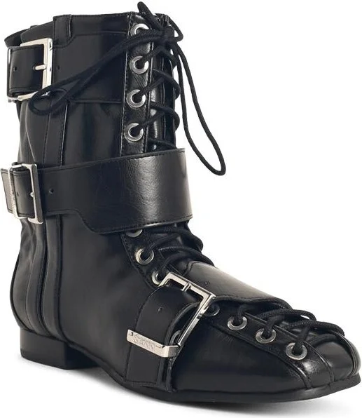 Black Synthetic Boots - Image 2