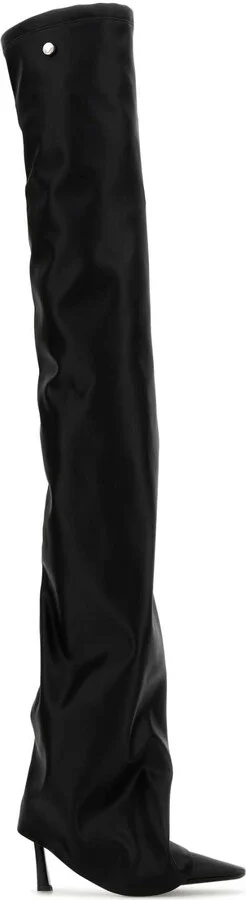 Black Synthetic Leather Robin Otk Boots