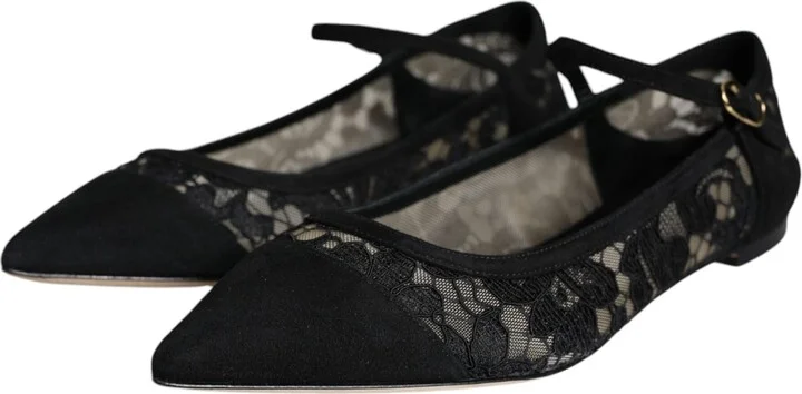 Black Taormina Lace Bellucci Flats Women's Shoes - Image 3