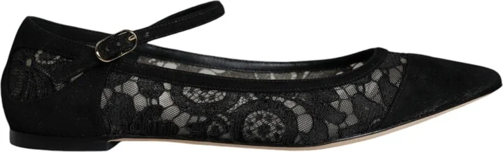Black Taormina Lace Bellucci Flats Women's Shoes