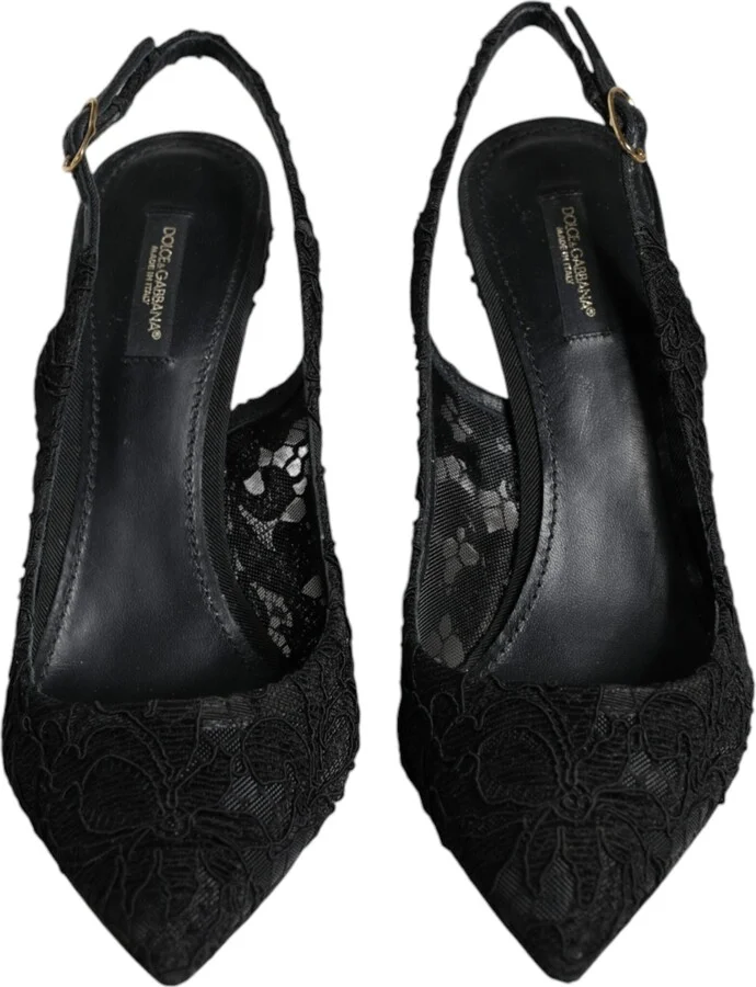 Black Taormina Lace Bellucci Slingbacks Women's Shoes (Pre-Owned) - Image 2