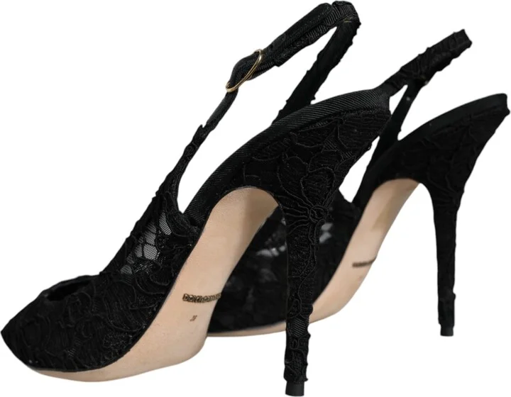 Black Taormina Lace Bellucci Slingbacks Women's Shoes (Pre-Owned) - Image 4