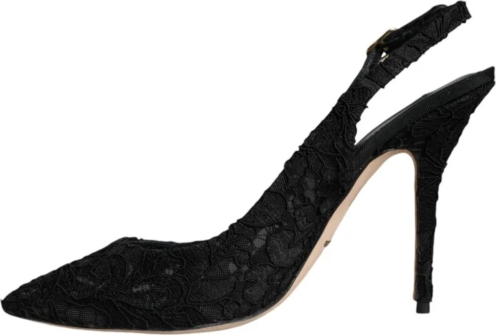 Black Taormina Lace Bellucci Slingbacks Women's Shoes (Pre-Owned) - Image 5