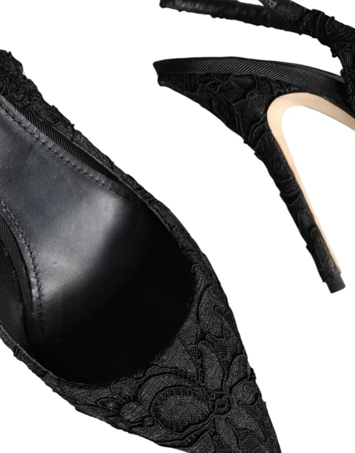 Black Taormina Lace Bellucci Slingbacks Women's Shoes (Pre-Owned) - Image 6