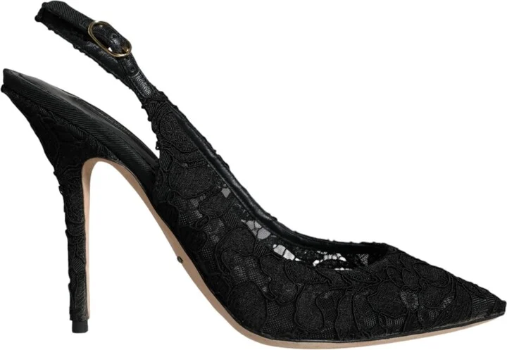 Black Taormina Lace Bellucci Slingbacks Women's Shoes (Pre-Owned)