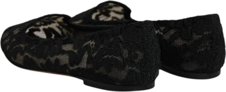 Black Taormina Lace Slip On Flats Women's Shoes (Pre-Owned) - Image 5