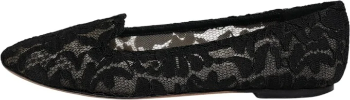 Black Taormina Lace Slip On Flats Women's Shoes (Pre-Owned) - Image 6