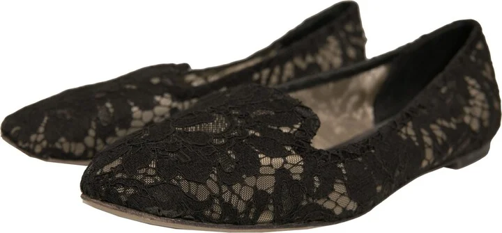 Black Taormina Lace Slip On Flats Women's Shoes (Pre-Owned) - Image 3