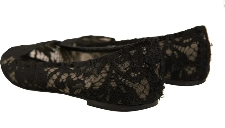 Black Taormina Lace Slip On Flats Women's Shoes (Pre-Owned) - Image 4