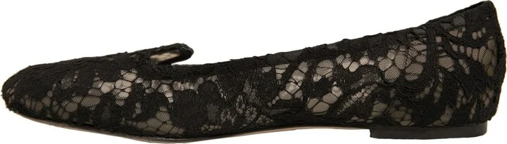 Black Taormina Lace Slip On Flats Women's Shoes (Pre-Owned) - Image 5