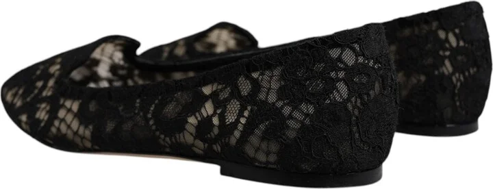 Black Taormina Lace Slip On Flats Women's Shoes (Pre-Owned) - Image 4