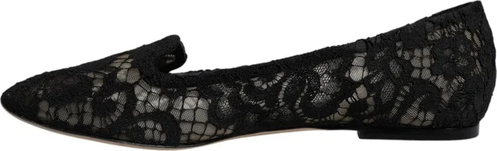 Black Taormina Lace Slip On Flats Women's Shoes (Pre-Owned) - Image 5
