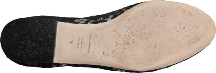 Black Taormina Lace Slip On Flats Women's Shoes (Pre-Owned) - Image 6