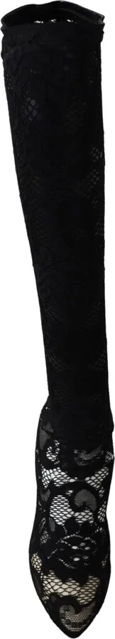 Black Taormina Lace Socks Boots Shoes Women's Pumps - Image 2