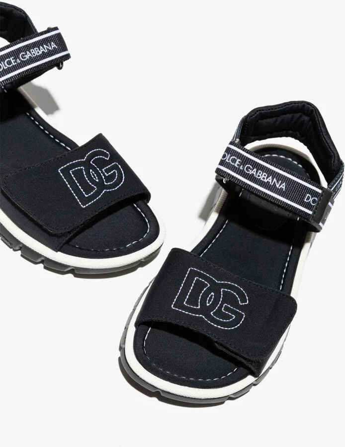Black Technical Logo Sandals - Image 3