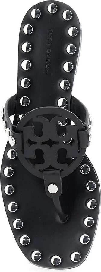 Black Thong Sandals With Logo On The Front And Stud Embellishments In Leather Woman - Image 4
