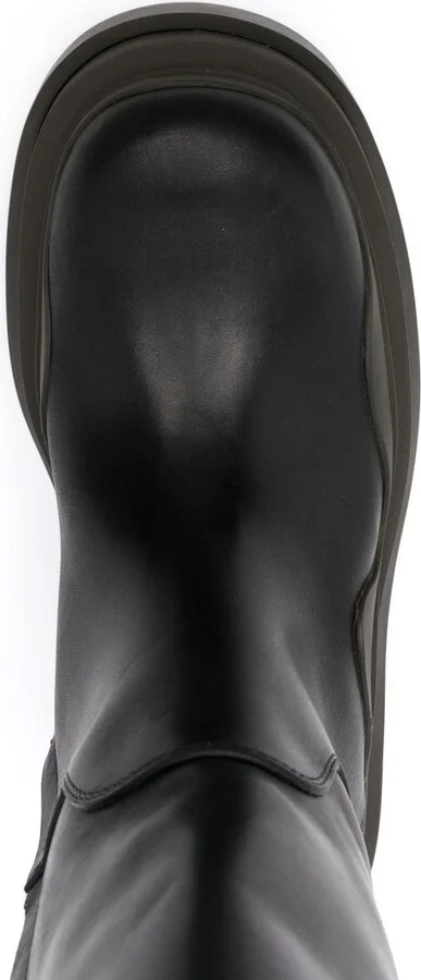 Black Tire Knee-High Leather Boots - Image 4