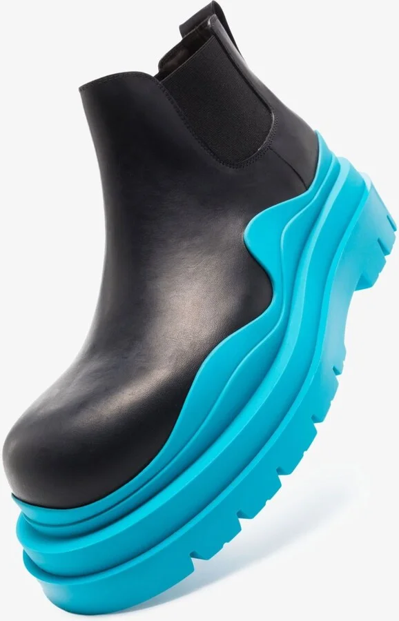Black Tire Leather Chelsea Boots - Image 2