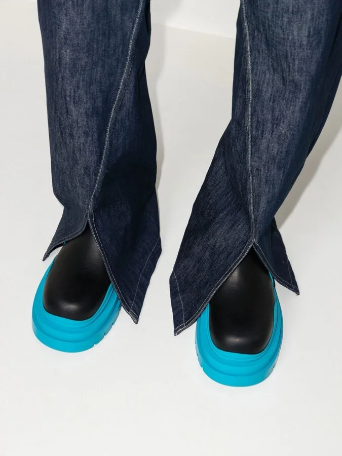 Black Tire Leather Chelsea Boots - Image 3