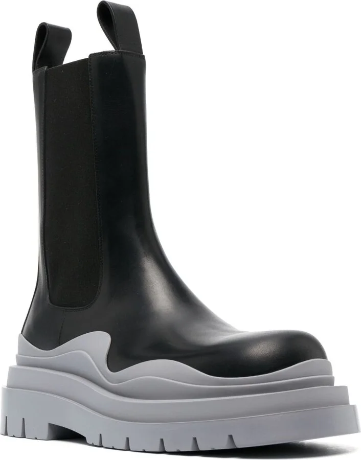 Black Tire Leather Chelsea Boots - Image 2