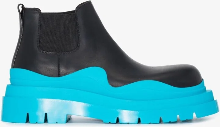 Black Tire Leather Chelsea Boots
