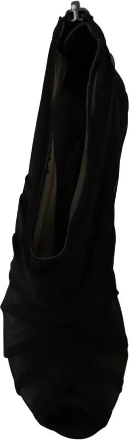 Black Tulle Ankle Boots Stiletto Heels Women's Shoes (Pre-Owned) - Image 5