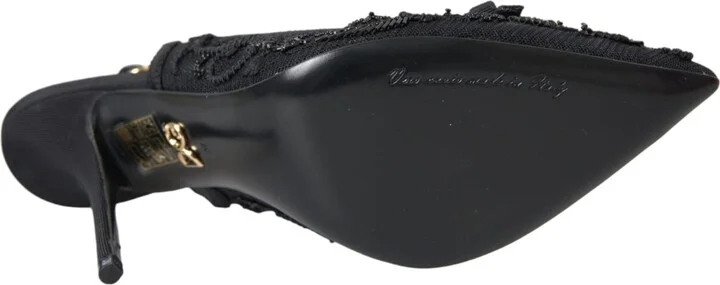 Black Tulle Ricamo Heels Slingbacks Women's Shoes (Pre-Owned) - Image 6