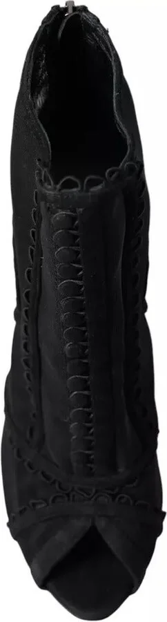 Black Tulle Stiletto Heels Short Boots Women's Shoes (Pre-Owned) - Image 5