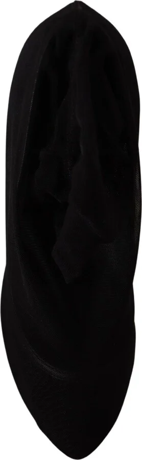 Black Tulle Stretch Boots Pumps Women's Shoes - Image 6