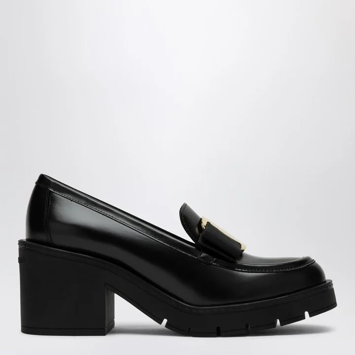 Black Vara Bow Moccasin With Heel - Image 2
