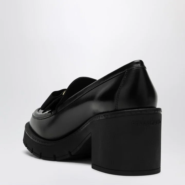 Black Vara Bow Moccasin With Heel - Image 4