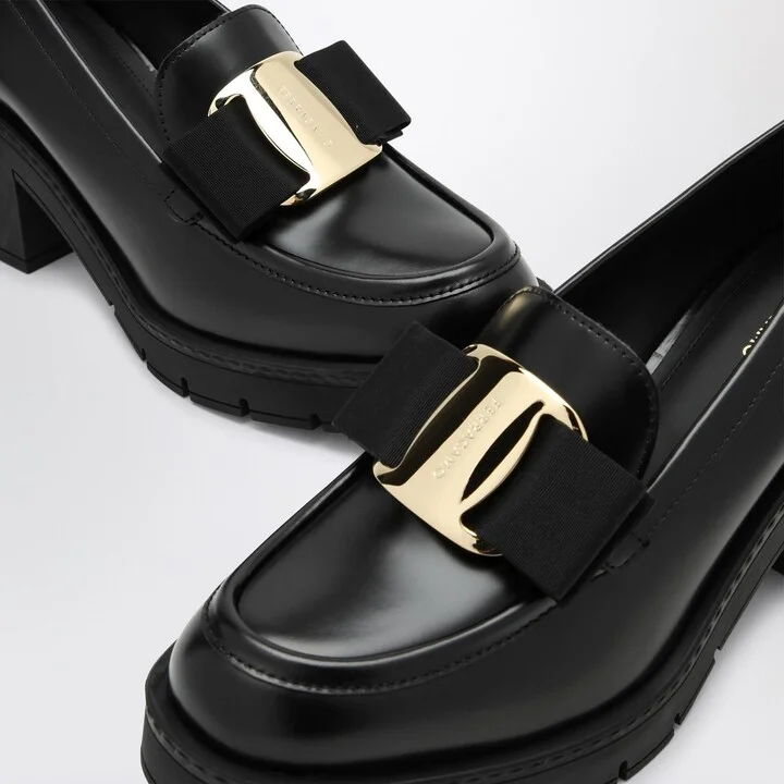 Black Vara Bow Moccasin With Heel - Image 5